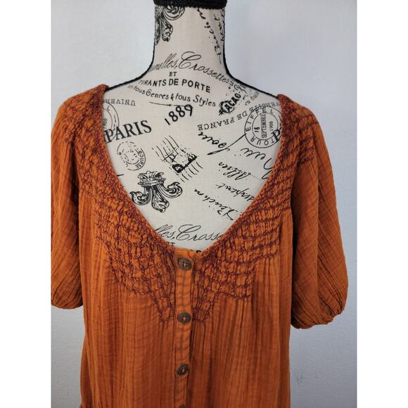 Free People Sunday Stroll Maxi Dress Button down Tiered Oversized Embroidered S - Picture 3 of 9
